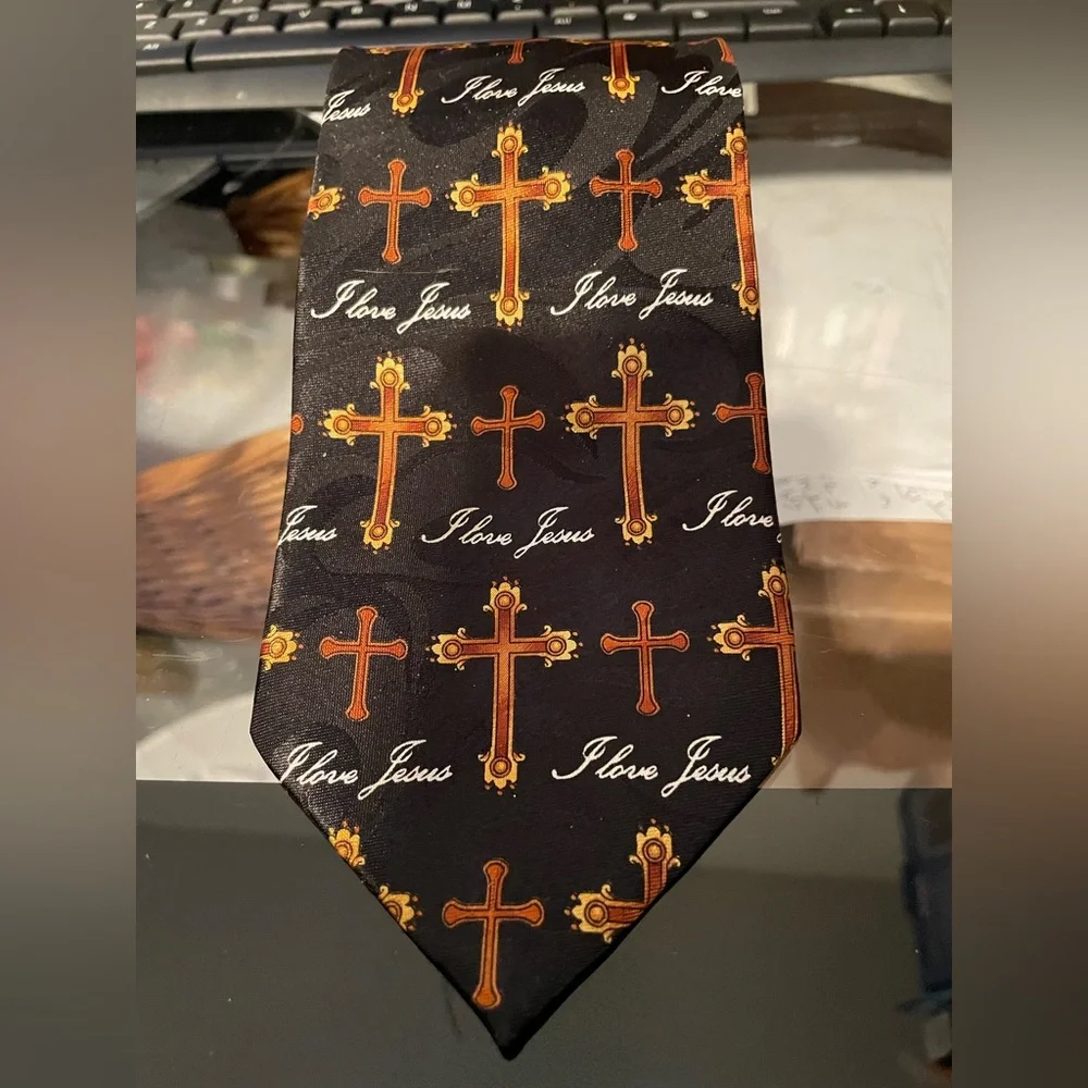 Steven Harris “I LOVE JESUS” crosses 100% POLYESTER Men’s Necktie 57”